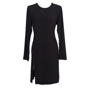 Artex Fashions Women's Size L Black Long Sleeve Side Zipper Long Tunic Top NWT